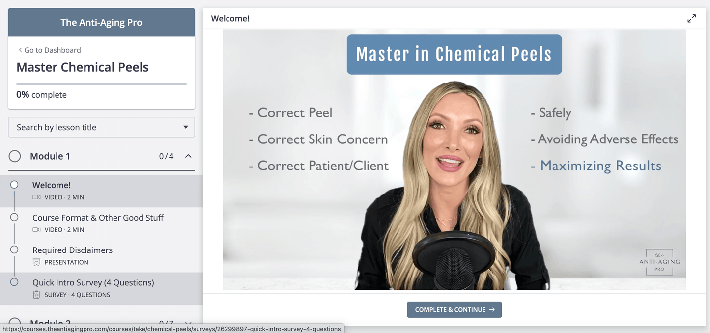 Welcome video image to maximize chemical peel results with correct peel, correct skin concern, correct patient, safely, avoiding adverse effects.