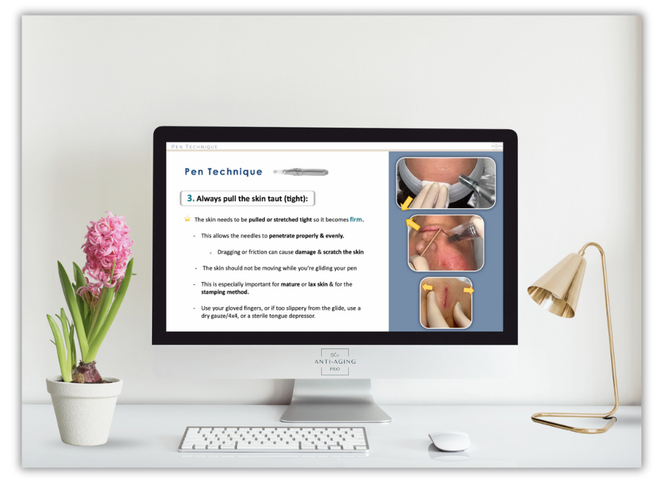 Online course showing on computer