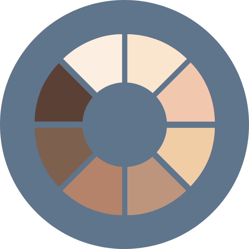 Color wheel with different shades of all skin tones. 