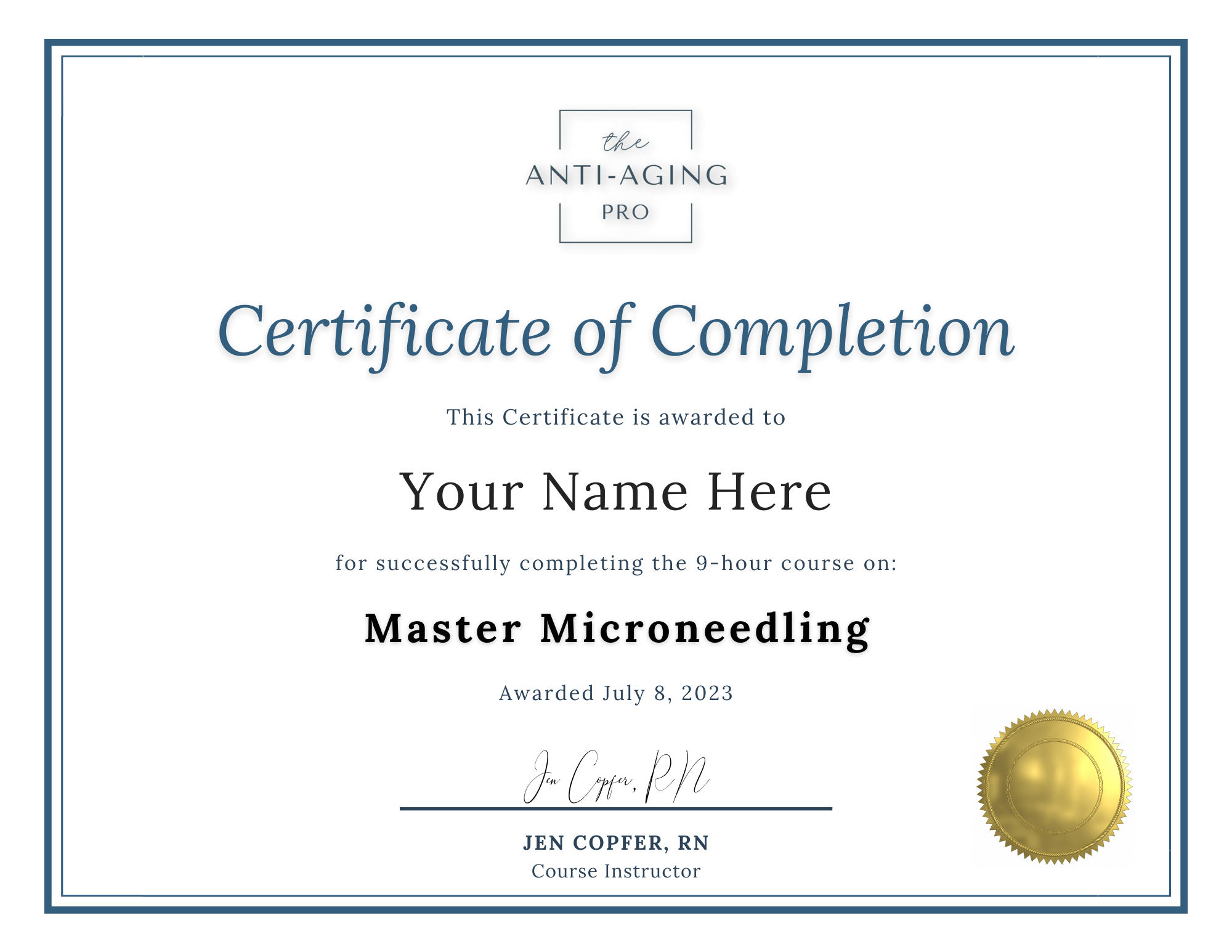 Microneedling Certificate of Completion