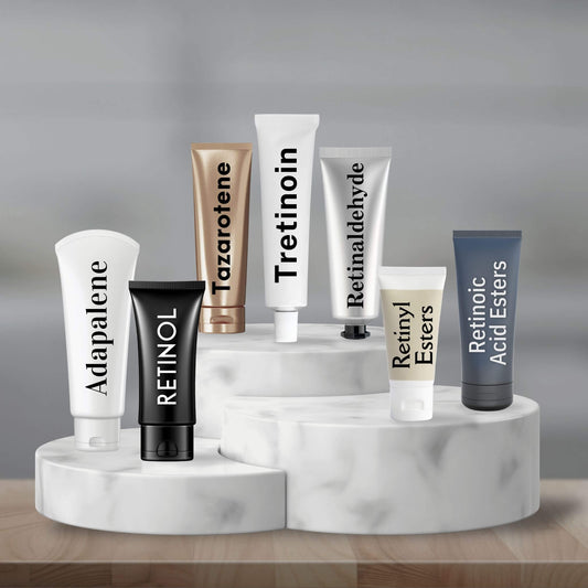 Skincare Ingredient: Retinoids online course cover with retinoid product tubes