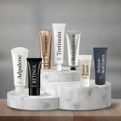 Skincare Ingredient: Retinoids online course cover with retinoid product tubes