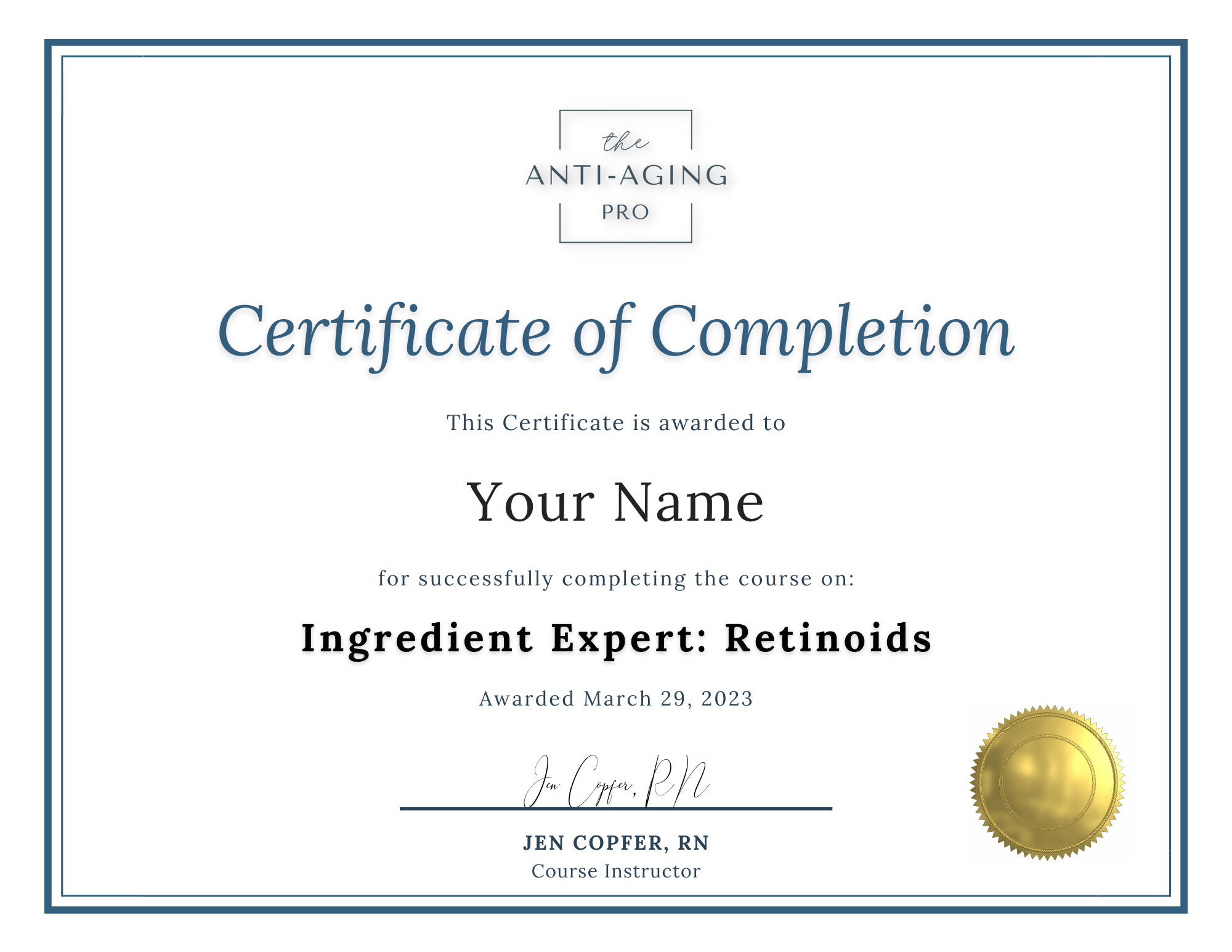 Retinoids Certificate of Completion