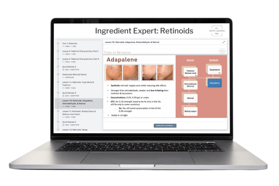Retinoid Course showing on laptop