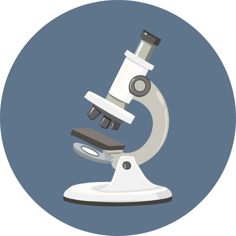 Illustration of a microscope on a blue background