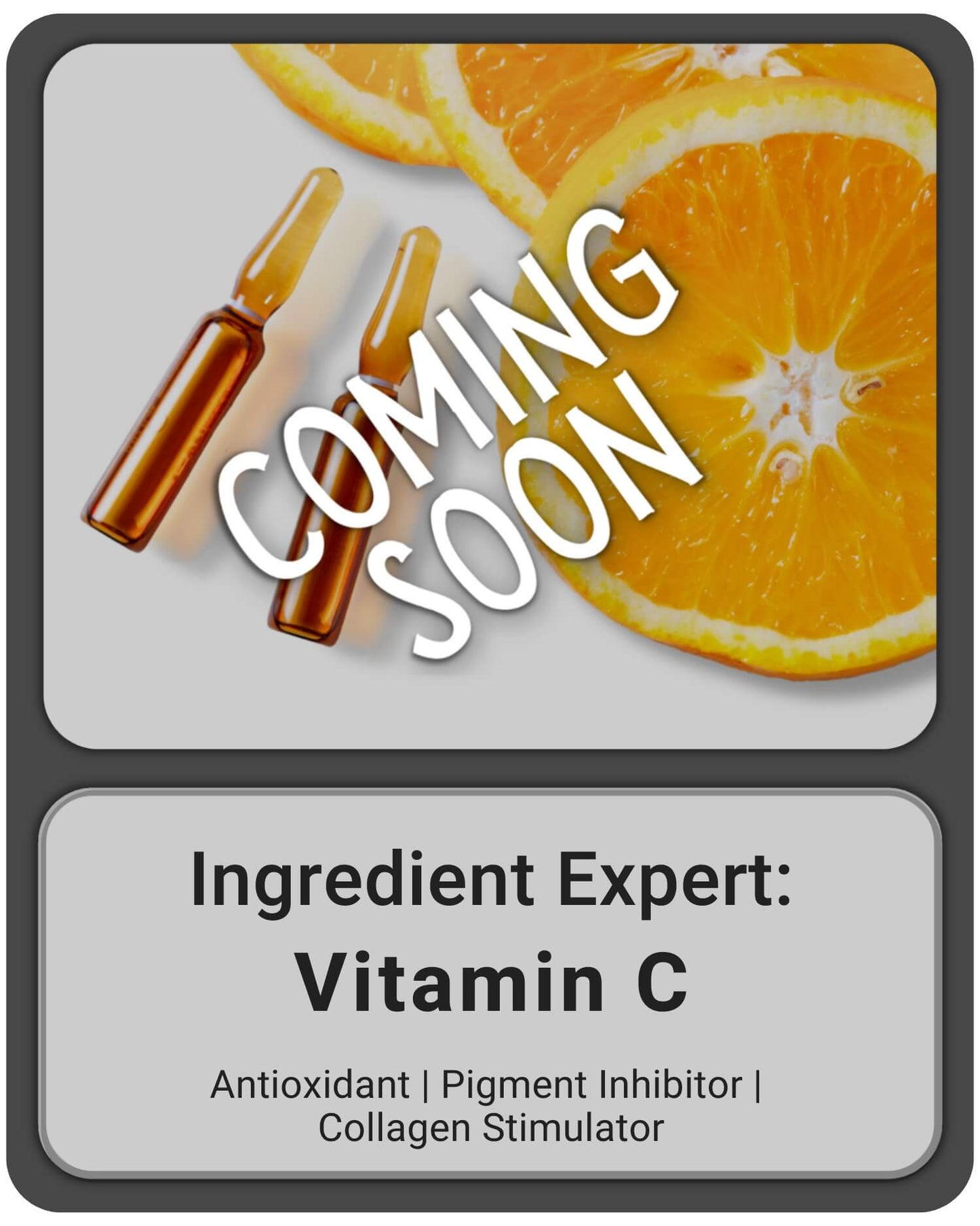 Skincare Ingredient Vitamin C Course cover, Coming Soon Announcement